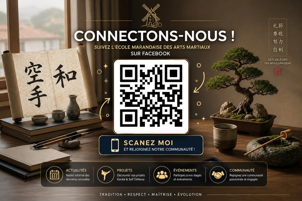 QR code pour rejoindre la page Facebook de l'École Marandaise des Arts Martiaux, EMAM Marans